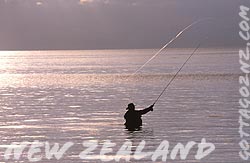 Fly fishing on Lake Taupo